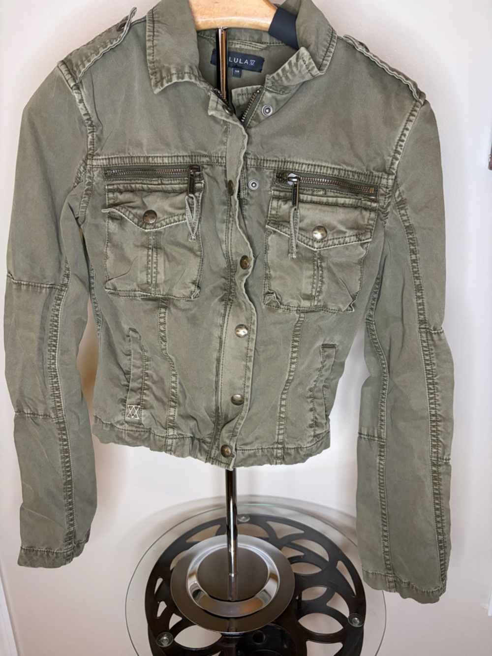 Talula Olive Utility Jacket with Front Zips